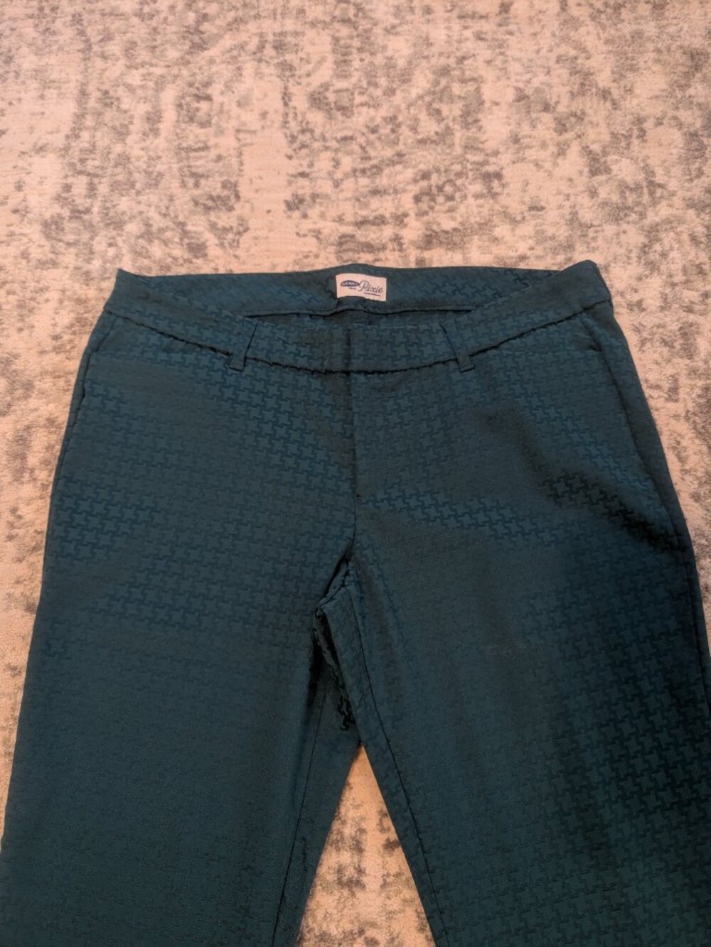 Old Navy Pixie Pants Women's 14 Green Houndstooth Slim Career Ankle Stretch - Picture 4 of 10